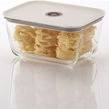 Özbience Büyük Kapasiteli Dikdörtgen Saklama Kabı 2600ML, Bej Renk