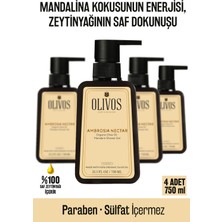 Olivos Doğal Zeytinyağlı Mandalina Kokulu Banyo Duş Jeli Zeytinyağı Mandalinalı Nemlendirici 4 Adet 750ML