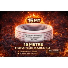 Poke 15 Metre Elektrik - LED - Hoparlör Kablosu 2x0.75 mm – Dayanıklı ve Esnek Beyaz Kordon Kablo