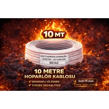 Poke 10 Metre Elektrik - LED - Hoparlör Kablosu 2x0.75 mm – Dayanıklı ve Esnek Beyaz Kordon Kablo