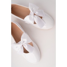 Bulutmod BA04600 Beyaz Kız Çocuk Fiyonklu Abiye Balo Gösteri Babet Ayakkabı - 30