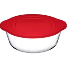 Özbience Yuvarlak Kırmızı Kapaklı Cam Tencere, Dayanıklı ve Şık Tasarım