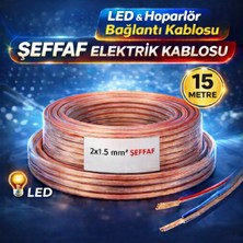 Poke 2x1.5 Şeffaf Elektrik Kablosu – LED - Hoparlör - Elektrik Bağlantı Kablosu 15 mt