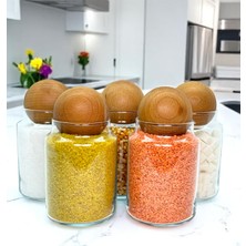 Özbience 5'li Ahşap Kapaklı Cam Saklama Kavanozu Seti 800 ml