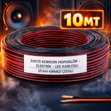 Poke 10 Metre 2X0.75MM Siyah Kırmızı Çizgili Elektrik Ses Hoparlör Kablosu