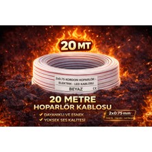 Poke 20 Metre Elektrik - LED - Hoparlör Kablosu 2x0.75 mm – Dayanıklı ve Esnek Beyaz Kordon Kablo