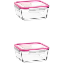 Özbience Fresco Tekli Cam Saklama Kabı 2'li Set, 1150 Cc, Pembe, Şık ve Güvenilir