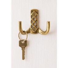 Berfino 5'li Antik Sarı Çiftli Duvar Askısı – Dekoratif Metal Portmanto-Vestiyer Askısı