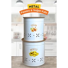 Özbience Beyaz Metal Patates ve Soğan Saklama Kabı, Şık ve Dayanıklı Tasarım
