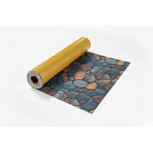 Tink Kendinden Yapışkanlı Keçe Duvar Kağıdı Renkli Taş Desenli 48x280 cm (6 Adet - 8 M²)