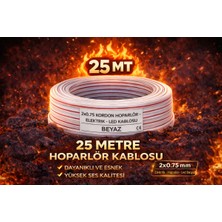 Poke 25 Metre Elektrik - LED - Hoparlör Kablosu 2x0.75 mm – Dayanıklı ve Esnek Beyaz Kordon Kablo