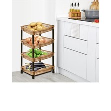 Özbience 4 Katlı Krem Plastik Kare Sebzelik, Çok Amaçlı ve Pratik Organizer