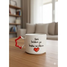 Palto Tasarım Seni Buldum Ya Başka Ne Isterim Krem Parlak Yıldız Kulp Kupa- Hediye Seramik Kupa