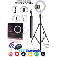 PremiumPort Youtuber LED Tripod Telefon Tutucu ve Makyaj Işığı, 10 Inç Ring Light, 2.1 M Uzunluk
