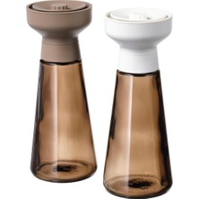 Özbience Cam Kahverengi Amber Renkli 2'li Baharat Öğütücü Seti 19 cm