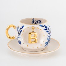 BSK Ceramics Handmade Harfli Fağfuri Desenli Kahve Fincanı - B