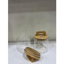 Özbience Bambu Kapaklı 2'li Cam Kavanoz Seti, 600ML, Şık ve Kullanışlı Saklama Çözümü