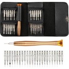 Depomega 25 Parça Mıknatıslı Tornavida Seti Deri Çantalı Laptop Gözlük Saat Tamir