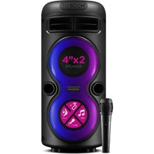 PremiumPort Renkli LED Işıklı Bluetooth Karaoke Mikrofonlu Hoparlör Ses Sistemi