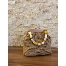 Rabika Ahşap Burslu Hasır Çanta