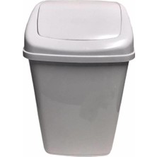 Özbience Sallanır Kapaklı Çöp Kutusu 50 Litre Beyaz Bahçe ve Ofis Kullanımı