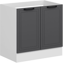 Alvinka Mutfak Modül Mbr_a Alt 2k 90CM Evye Dolap Beyaz Antrasit Suntalam