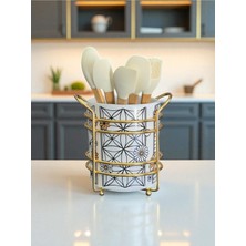 Özbience Seramik Dik Kaşıklık, Hasır Desenli, Modern ve Şık Mutfak Aksesuarı