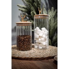 Özbience 2'li Set Dekoratif Geyik Cam Baharatlık ve Kavanozlar