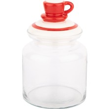 Özbience Kırmızı Seramik Kapaklı 1085ML Kavanoz, Şık ve Dayanıklı Saklama Çözümü
