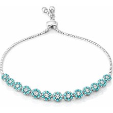 925 Ayar Gümüş Firuze Taşlı Suyolu Asansör Kilitli Bayan Bileklik