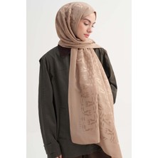 Carell Blok Desen Rina Floş Jakar Şal Vizon