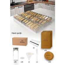 Özbience Şeffaf Pleksi Baharatlık Seti, Gold Etiket, Fırça ve Huni Hediye