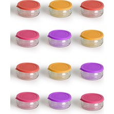 Özbience 12'li Cam Saklama Kabı Seti, Renkli Kapaklı, Hava Geçirmez, Kahvaltılık