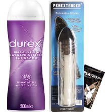 Durex Aloevera 2in1 Jel 200ML + Ucu 3.5 cm Dolgu Uzatmalı Süper Yumuşak 17 cm Derinliğe Inen Şeffaf Kılıf C-0084