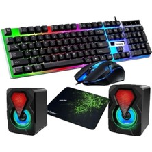 PremiumPort Rgb Işıklı Klavye ve Mouse Set + Hoparlörler, Laptop ve Pc Uyumlu