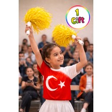 Toyfest Ponpon Mat Sarı Amigo Sopalı Dayanıklı Hafif Tezahürat Ponponu 1 Çift