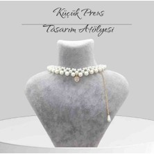 Yağmur Kadın Choker  Inci Kolye Beyaz Zirkon Taşlı Gelin Balayı Nikah Kombin Işıltılı Parıltılı