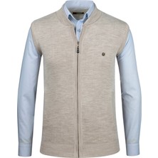 Çizgi Triko Erkek Triko Yelek Fermuarlı Cepli Çelik Örgü Triko Klasik Kalıp - 4241J