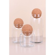 Özbience Cam Top Kavanoz Seti, Mantar Kapaklı, Pratik ve Şık Saklama Çözümü