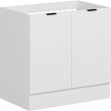 Alvinka Mutfak Modül Mbr_b Alt 2k 90CM Evye Dolap Beyaz Beyaz Suntalam