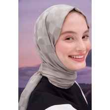 Carell Dama Jakar Italyan Ipekli Şal Açık Gri