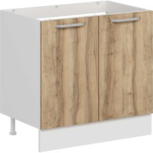 Alvinka Mutfak Modül Duz Alt 2k 90CM Evye Dolap Beyaz Dore Suntalam