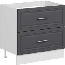 Alvinka Mutfak Modül Mbr_c Alt 2ç 90CM Evye Dolap Beyaz Antrasit Suntalam