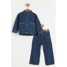 Kız Çocuk Alt Üst Kot Takım – Rahat & Şık Denim Sweatshirt + Jean Pantolon