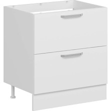 Alvinka Mutfak Modül Duz Alt 2ç 80CM Evye Dolap Beyaz Beyaz Suntalam