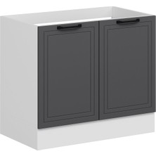 Alvinka Mutfak Modül Mbr_a Alt 2k 100CM Evye Dolap Beyaz Antrasit Suntalam