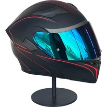 Scharf 902 Çene Açılır Motosiklet Kaskı – Güneş Gözlüklü (Rainbow Green Vizörlü)Hx8 Red