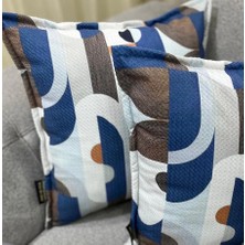 Nivemes Home Nıvemeshome Geometrik Mavi Desenli 45X45 Kırlent Kılıfı