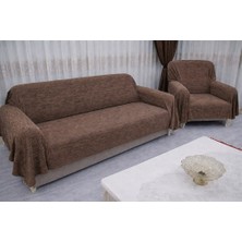 Mandaş Tekstil Mandaş Şönil Dokuma Koltuk Örtüsü Maxi Takım 3+3+1+1 K Kahve
