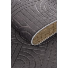 Adalıpanda Halı Modern Desenli, Bambu Dokulu, Kaymaz Tabanlı, Yıkanabilir 4 Mevsim Lüks Halı Yolluk 9001ANTRASIT